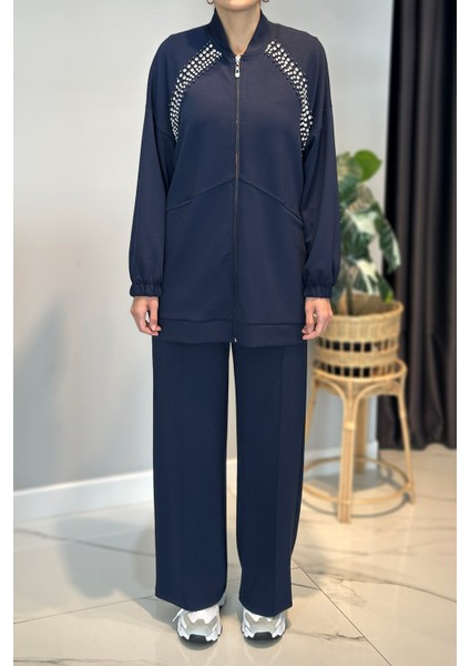 Önü Taş Detay Penye Takım 2015 Lacivert