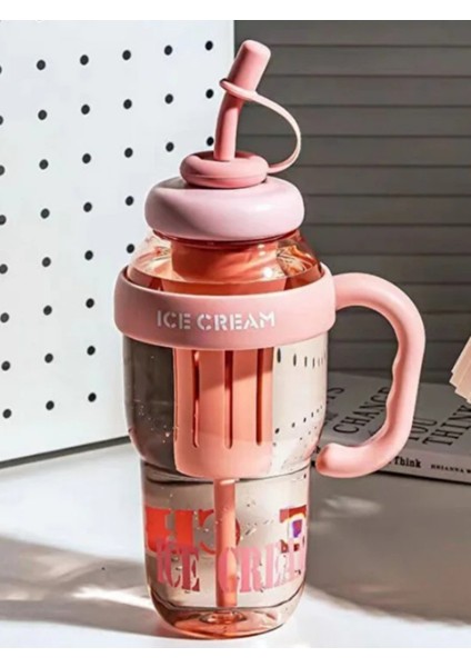 Bıgmug Ice Cream Tritan Pipetli Suluk Detoks Matara 1300 ml