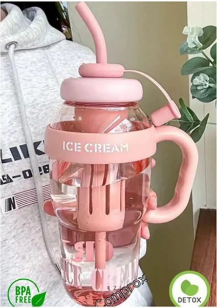 Bıgmug Ice Cream Tritan Pipetli Suluk Detoks Matara 1300 ml modelleri