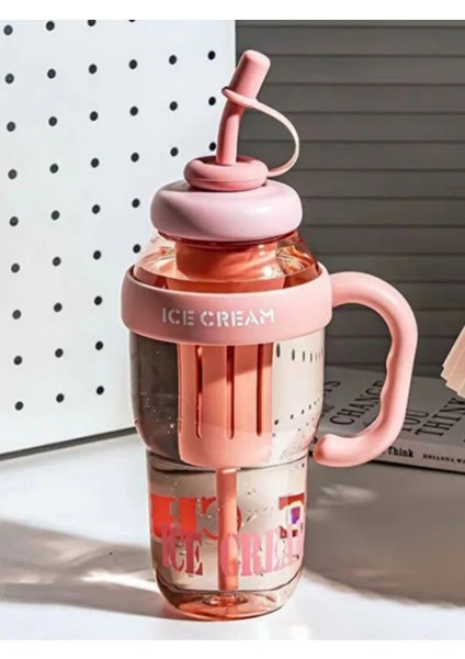 Bıgmug Ice Cream Tritan Pipetli Suluk Detoks Matara 1300 ml fırsatları