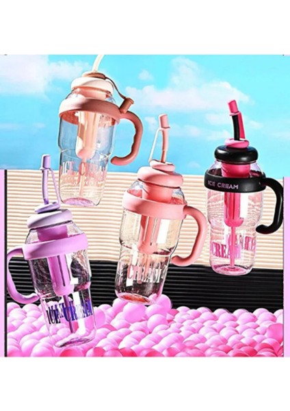 Bıgmug Ice Cream Tritan Pipetli Suluk Detoks Matara 1300 ml indirimleri