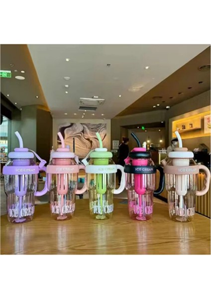 Bıgmug Ice Cream Tritan Pipetli Suluk Detoks Matara 1300 ml