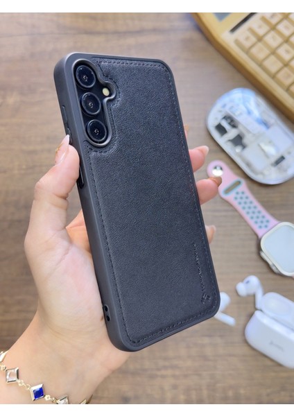 Samsung Galaxy A14 Uyumlu Premium Deri Dokulu Darbelere Karşı Dayanıklı Nazal Silikon Kılıf