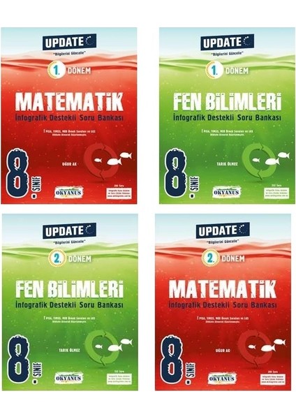 8. Sınıf Update 1. ve 2. Dönem Infografik Destekli Fen Bilimleri Soru Bankası Seti - (4 Kitap)