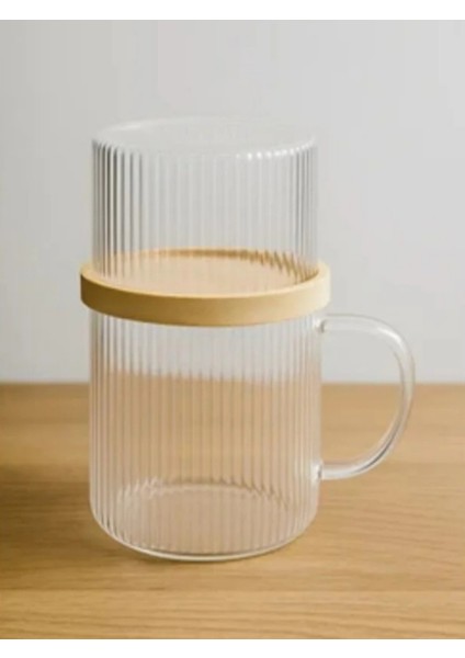 Bambu Kapaklı Sunum Seti Sunum Fanuslu Cam Kupa 300 ml modelleri