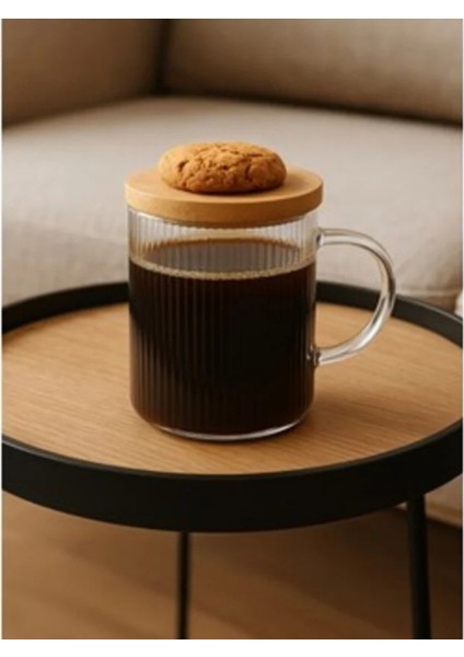 Bambu Kapaklı Sunum Seti Sunum Fanuslu Cam Kupa 300 ml fırsatları