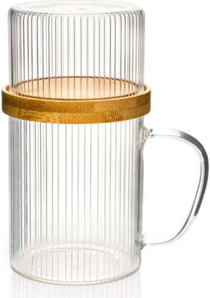 Bambu Kapaklı Sunum Seti Sunum Fanuslu Cam Kupa 300 ml indirimleri