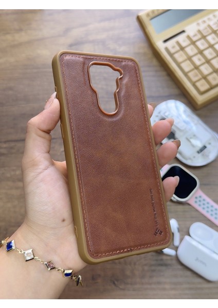 Redmi Note 9 Uyumlu Premium Deri Dokulu Darbelere Karşı Dayanıklı Nazal Silikon Kılıf