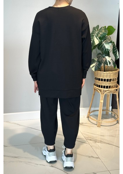 Yanları Fermuar Detay Penye Takım 2034 Siyah modelleri