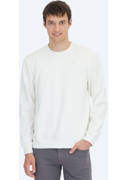 Ekru Bisiklet Yaka Sweatshırt