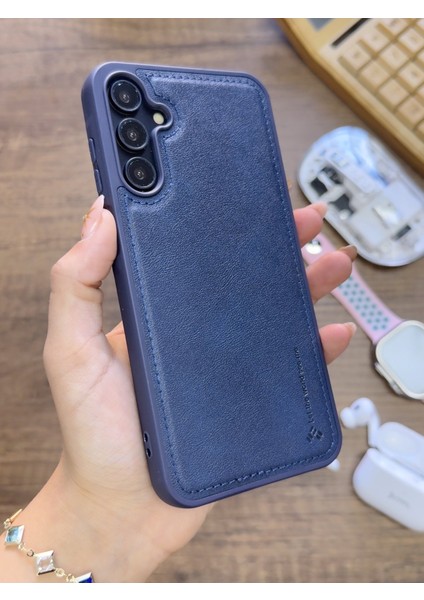 Samsung Galaxy A14 Uyumlu Premium Deri Dokulu Darbelere Karşı Dayanıklı Nazal Silikon Kılıf