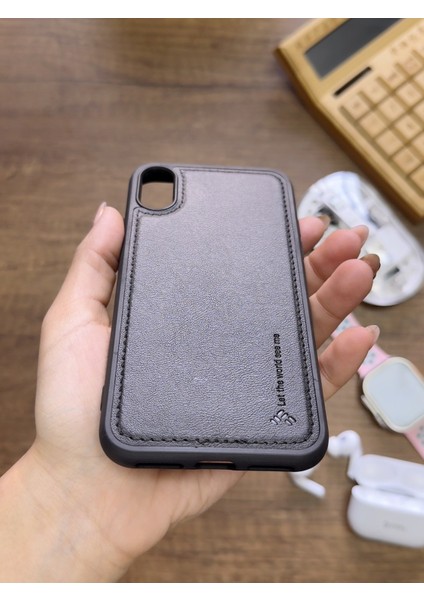 Iphone x Uyumlu Premium Deri Dokulu Darbelere Karşı Dayanıklı Nazal Silikon Kılıf modelleri