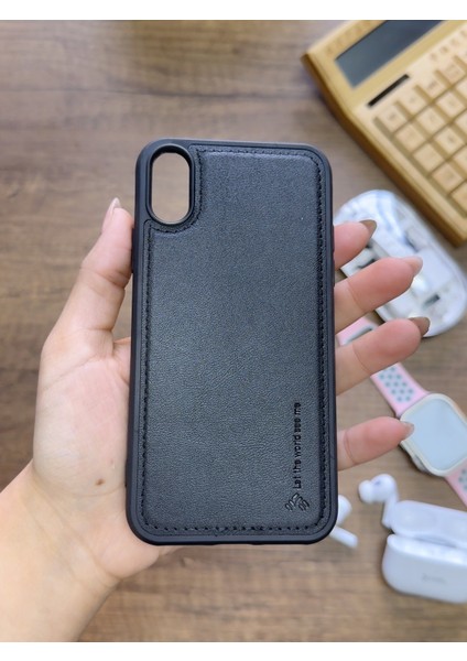 Iphone x Uyumlu Premium Deri Dokulu Darbelere Karşı Dayanıklı Nazal Silikon Kılıf fırsatları