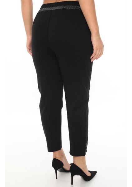 Büyük Beden Mom Yüksek Bel Paça Detaylı Örme Kadın Pantolon modelleri