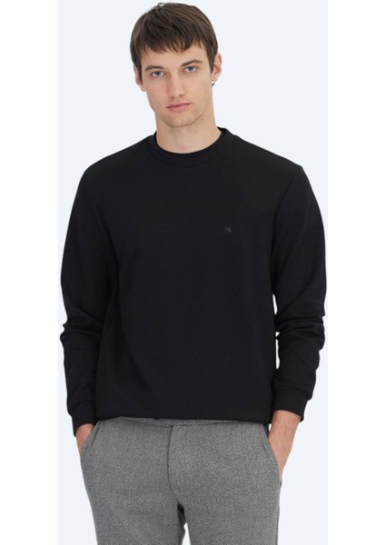 Siyah Bisiklet Yaka Sweatshırt