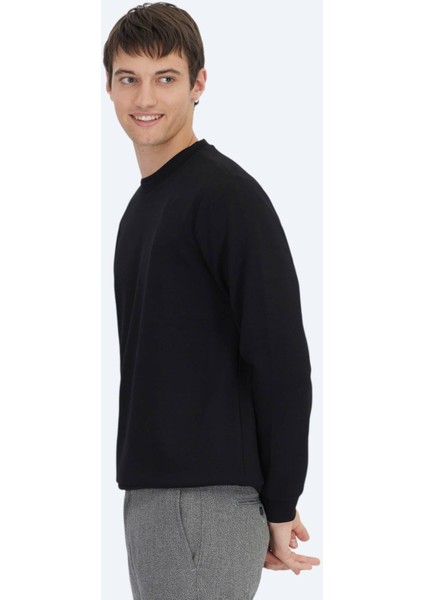 Siyah Bisiklet Yaka Sweatshırt