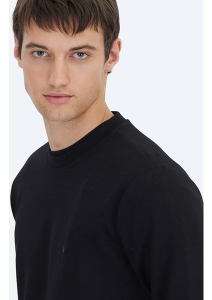 Siyah Bisiklet Yaka Sweatshırt