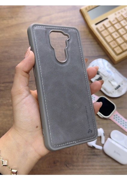 Redmi Note 9 Uyumlu Premium Deri Dokulu Darbelere Karşı Dayanıklı Nazal Silikon Kılıf