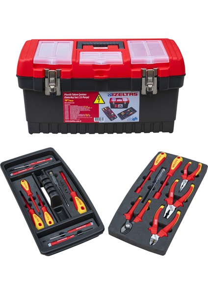 19" Plastik Takım Çantası Elektrikçi Set (23 Parça) Dolu 8440 00 1023