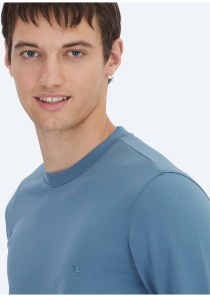 Indigo Bisiklet Yaka Sweatshırt