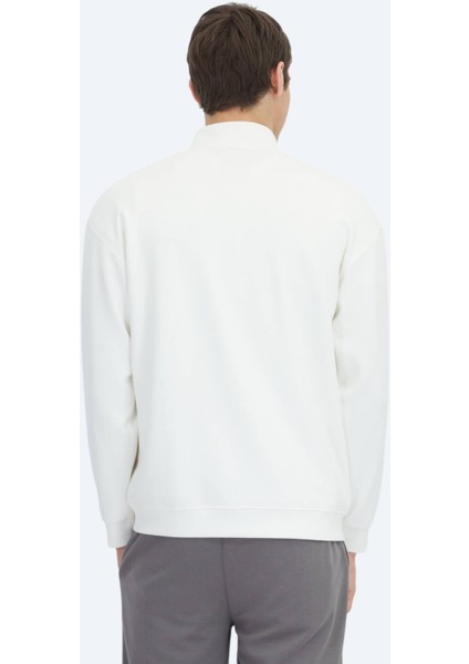 Ekru Dik Yaka Sweatshırt