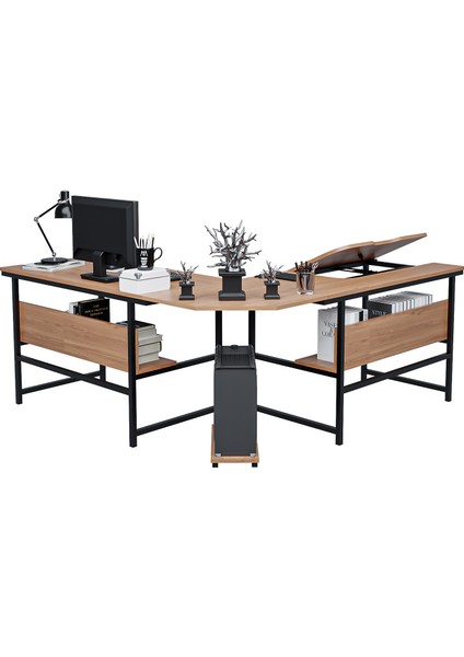 300-E Açık Ceviz (Ebru) L Bilgisayar ve Çizim Masası modelleri