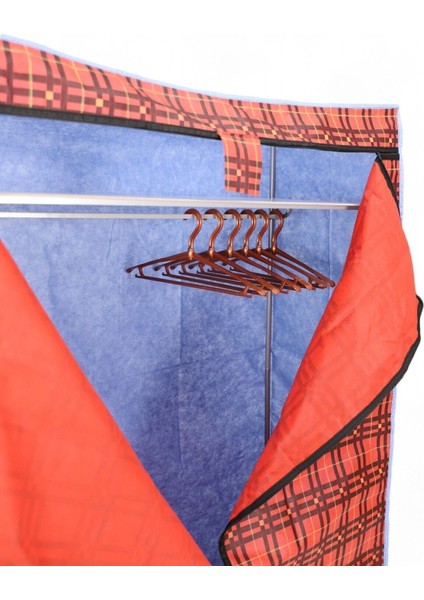 Kalın Metal Borulu Iskeletli Bez Gardrop Portatif Demonte Elbise Dolabı Bez Dolap Mavi fırsatları