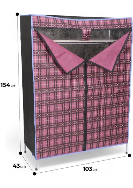 Kalın Metal Borulu Iskeletli Bez Gardrop Portatif Demonte Elbise Dolabı Bez Dolap Mavi indirimleri