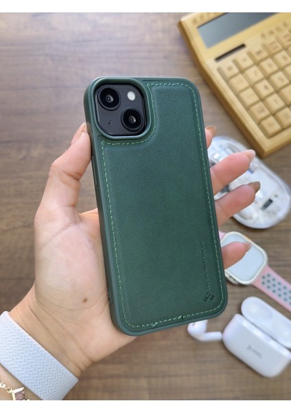 Iphone 13 Uyumlu Premium Deri Dokulu Darbelere Karşı Dayanıklı Nazal Silikon Kılıf