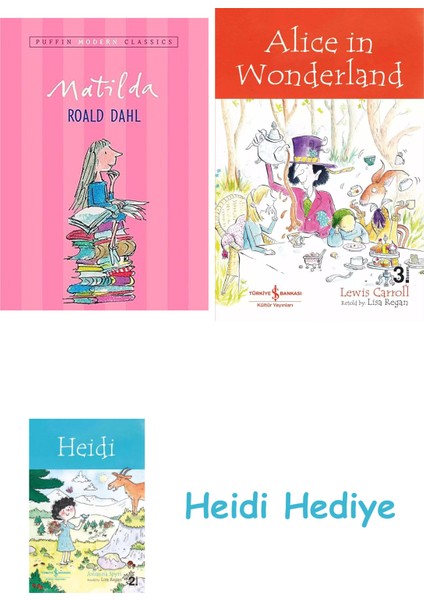Matilda (Puffin Modern Classics) + Alice In Wonderland + Heidi
