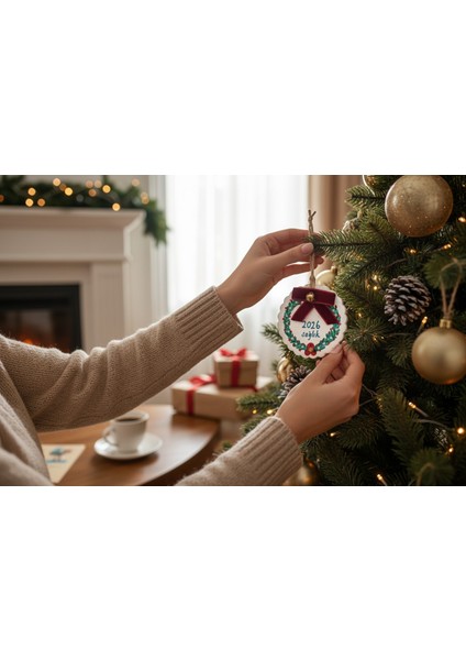 2026 Sağlık Dilekli Yılbaşı Ağacı Süsü – Kurdele ve Çan Detaylı