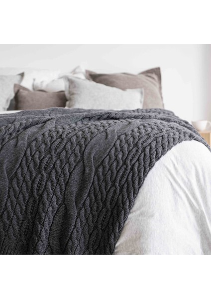 Home Kalın Örgü Battaniye Sofa & Yatak Üstü Dekoratif Battaniye 130CM x 170CM