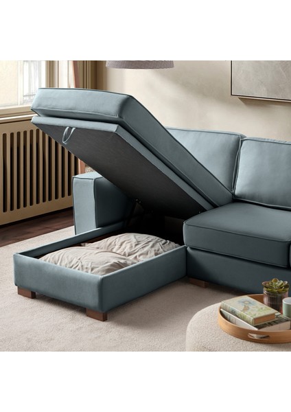 Corner Köşe Koltuk Takımı Sandıklı Su Yeşili