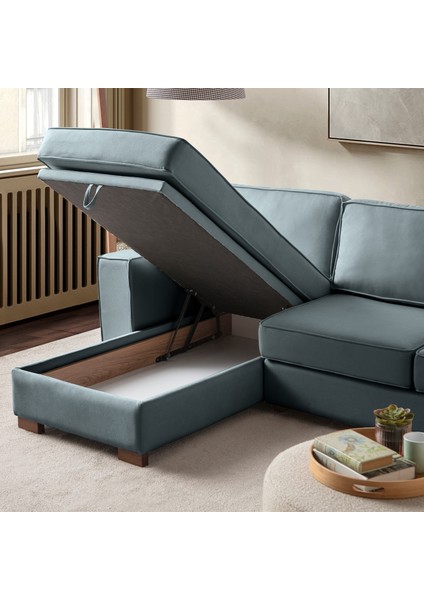 Corner Köşe Koltuk Takımı Sandıklı Su Yeşili