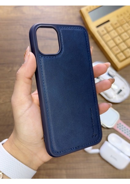 Iphone 12 Pro Max Uyumlu Premium Deri Dokulu Darbelere Karşı Dayanıklı Nazal Silikon Kılıf