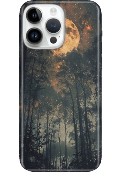 iPhone 15 Pro Max Kılıf Desenli Baskılı Tpu Rubber Kapak Korkutan Orman