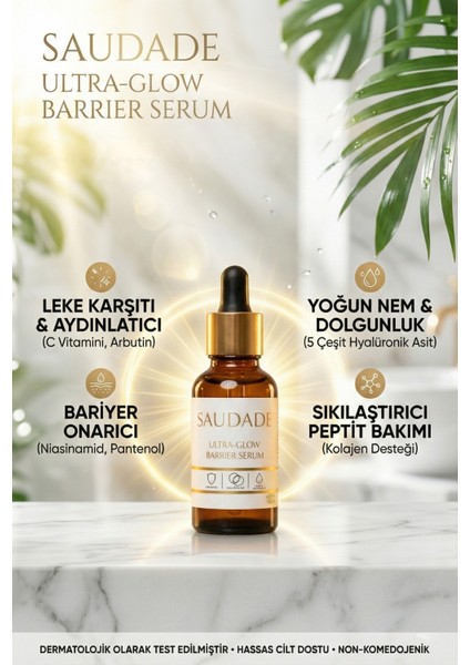 Saudade-C Vitamini Arbutin Leke- Akne Karşıtı Bariyer Onarıcı Pürüzsüzleştirici Yenileyici SERUM30ML fiyatları
