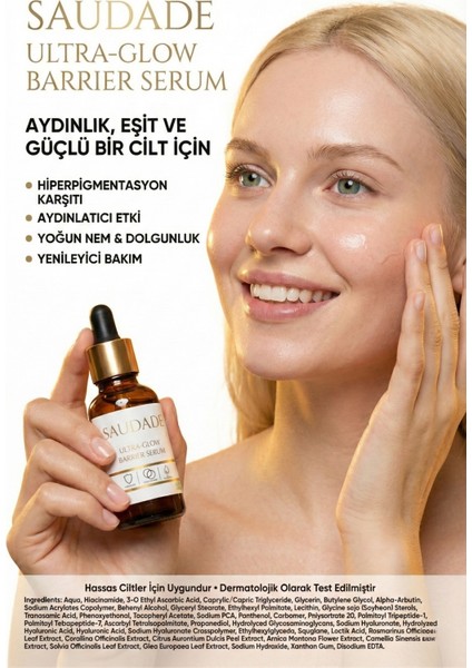 Saudade-C Vitamini Arbutin Leke- Akne Karşıtı Bariyer Onarıcı Pürüzsüzleştirici Yenileyici SERUM30ML modelleri