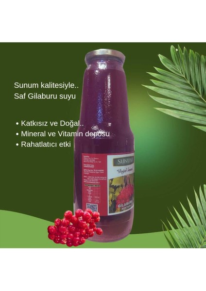 Gilaburu Nektarı Meyve Suyu 1 Litre Cam Şişe