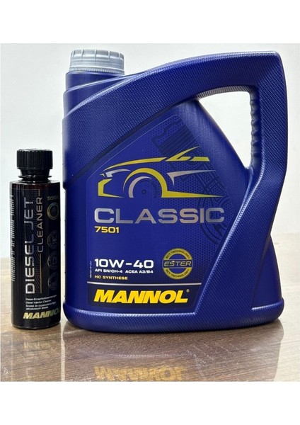 Yüksek Performanslı Mannol Classic 7505 10W40 4l Ester Motor Yağı ve 9956 Diesel Jet Cleaner Dizel Enjektör Temizleyici 250 ml