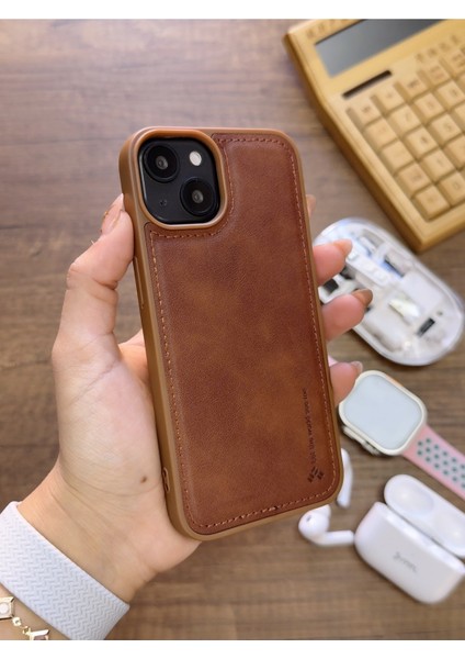 Iphone 14 Uyumlu Premium Deri Dokulu Darbelere Karşı Dayanıklı Nazal Silikon Kılıf