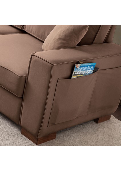 Corner Köşe Koltuk Takımı Sandıklı Kahverengi