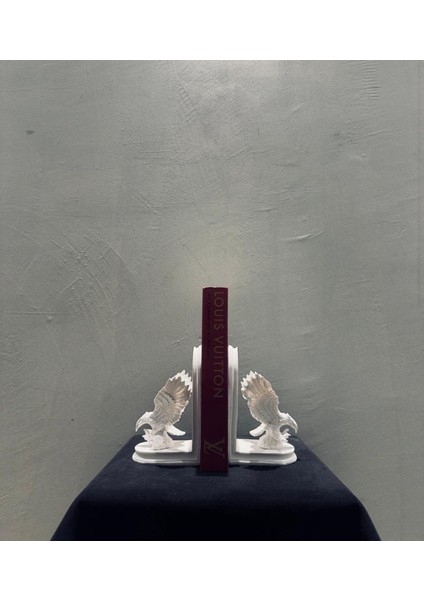 Kanatlı Kartal Figürlü Dekoratif Kitap Desteği (2 Parça) – 17X10 cm Heybetli