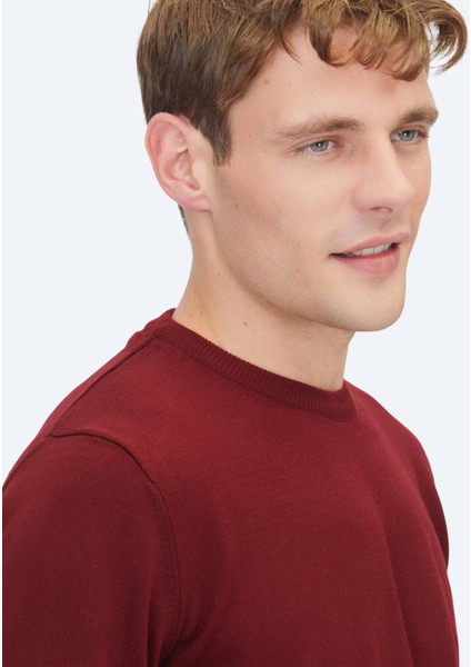 Bordo Bisiklet Yaka Düz Örgü Triko Kazak fırsatları