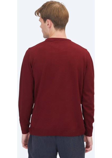 Bordo Bisiklet Yaka Düz Örgü Triko Kazak indirimleri