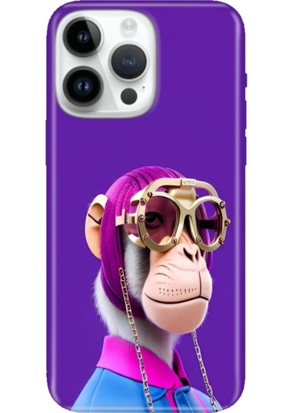 iPhone 15 Pro Max Kılıf Desenli Baskılı Tpu Rubber Kapak Monkey