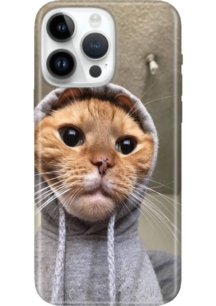 iPhone 15 Pro Max Kılıf Desenli Baskılı Tpu Rubber Kapak Selfie Kedicik