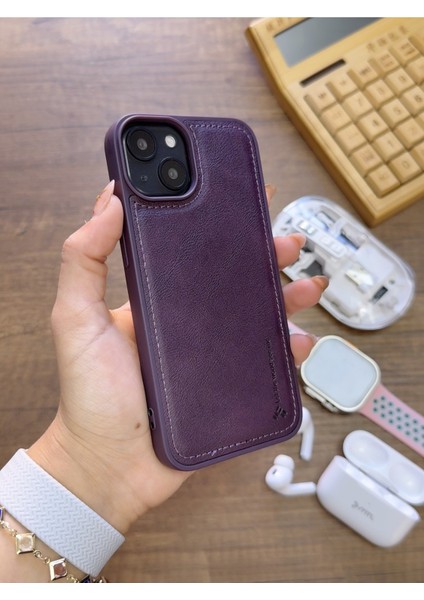 Iphone 15 Uyumlu Premium Deri Dokulu Darbelere Karşı Dayanıklı Nazal Silikon Kılıf