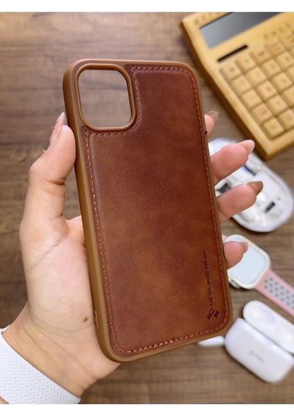 Iphone 12 Pro Max Uyumlu Premium Deri Dokulu Darbelere Karşı Dayanıklı Nazal Silikon Kılıf