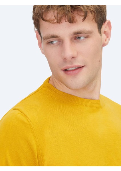 Hardal Bisiklet Yaka Düz Örgü Triko Kazak fırsatları